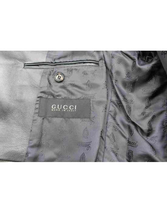 Gucci Giacca Pelle Nera Uomo