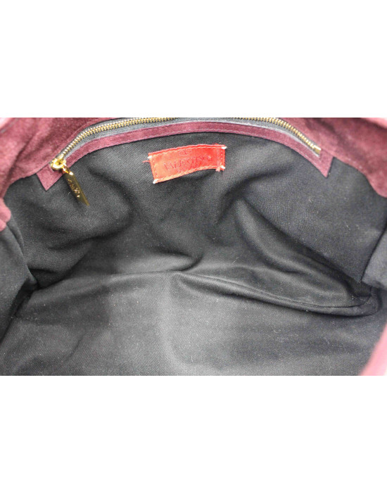 Valentino Shopping Pelle Vernis Bordeaux