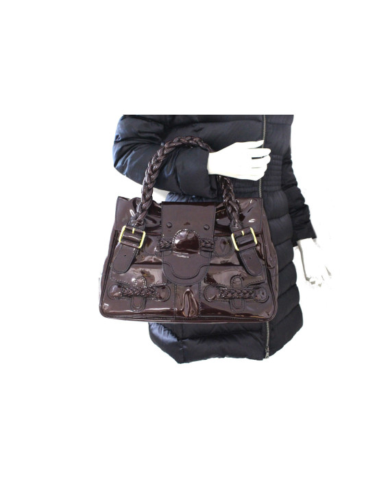 Valentino Shopping Pelle Vernis Bordeaux