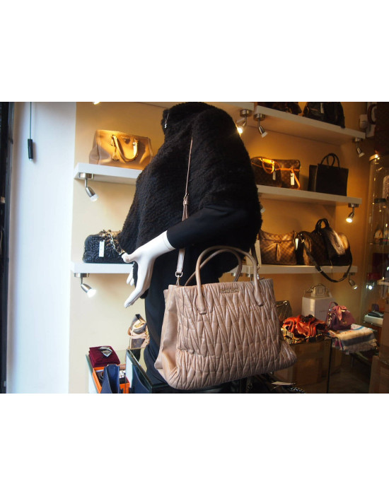 Miu Miu Shopping Pelle Matelasse Beige