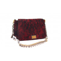 Dolce & Gabbana Einkaufstasche Rotes Leder Schwarze Spitze