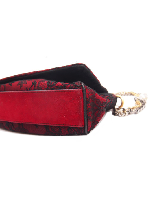 Dolce & Gabbana Shopping Cuir Rouge Dentelle Noire