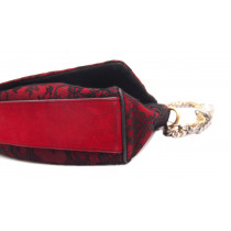Dolce & Gabbana Shopping Cuir Rouge Dentelle Noire