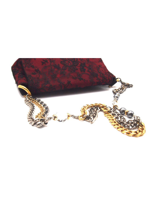 Dolce & Gabbana Shopping Cuir Rouge Dentelle Noire