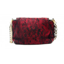 Dolce & Gabbana Einkaufstasche Rotes Leder Schwarze Spitze