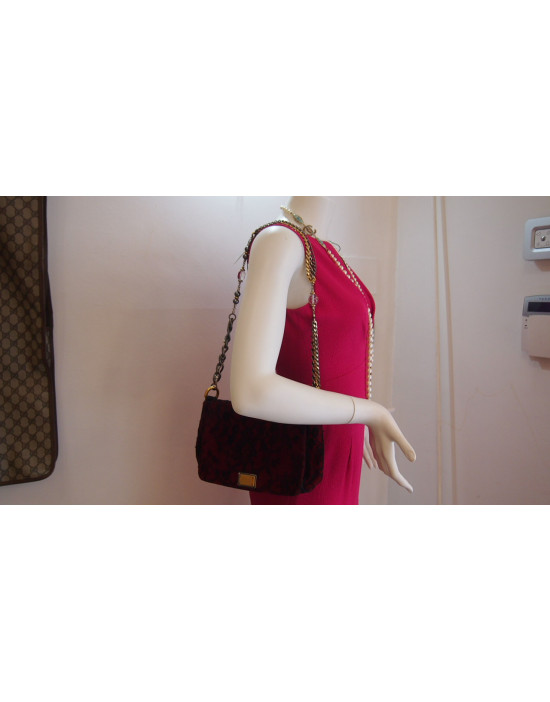 Dolce & Gabbana Einkaufstasche Rotes Leder Schwarze Spitze