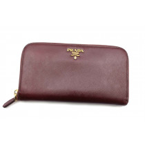 Prada Portafoglio Saffiano Bordeaux