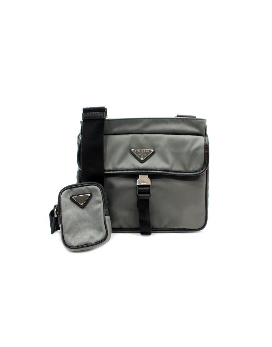 Prada Tracolla Tela Grigia