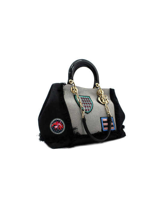 Dior Diorissimo Grey and Black Canvas