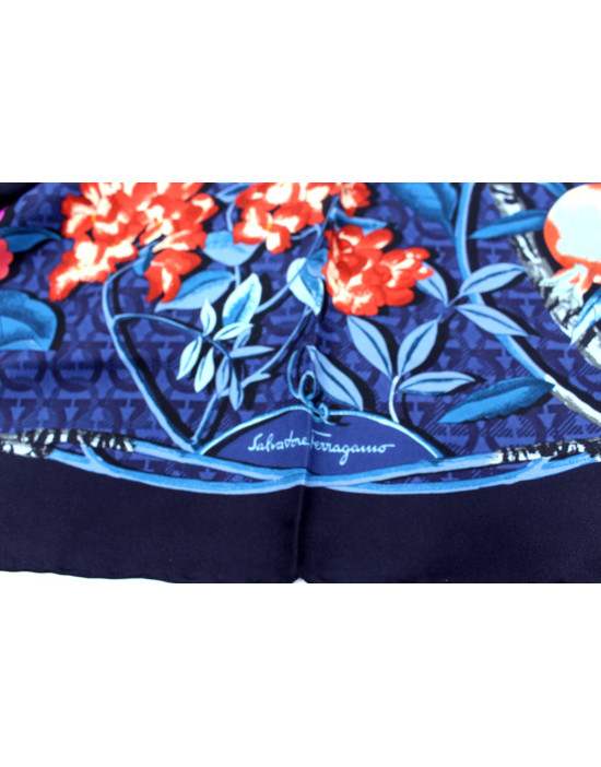 Ferragamo Foulard Carré Seta Blu