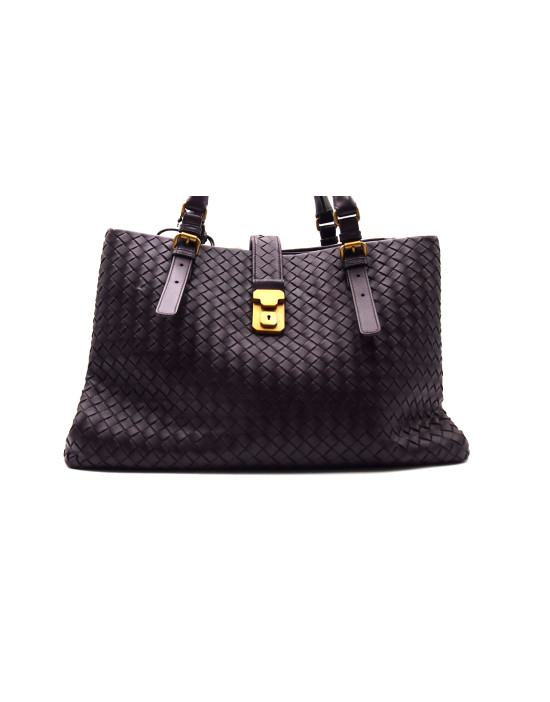 Bottega Veneta Roma Shopping Pelle Melanzana