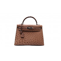 Hermes Kelly Struzzo Etoupe