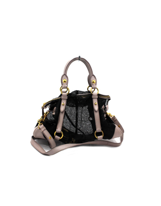 Miu Miu Shopping Tela Perforated Schwarz