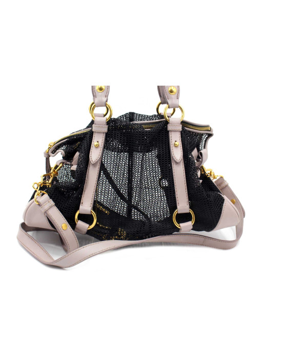 Miu Miu Shopping Tela Perforated Schwarz