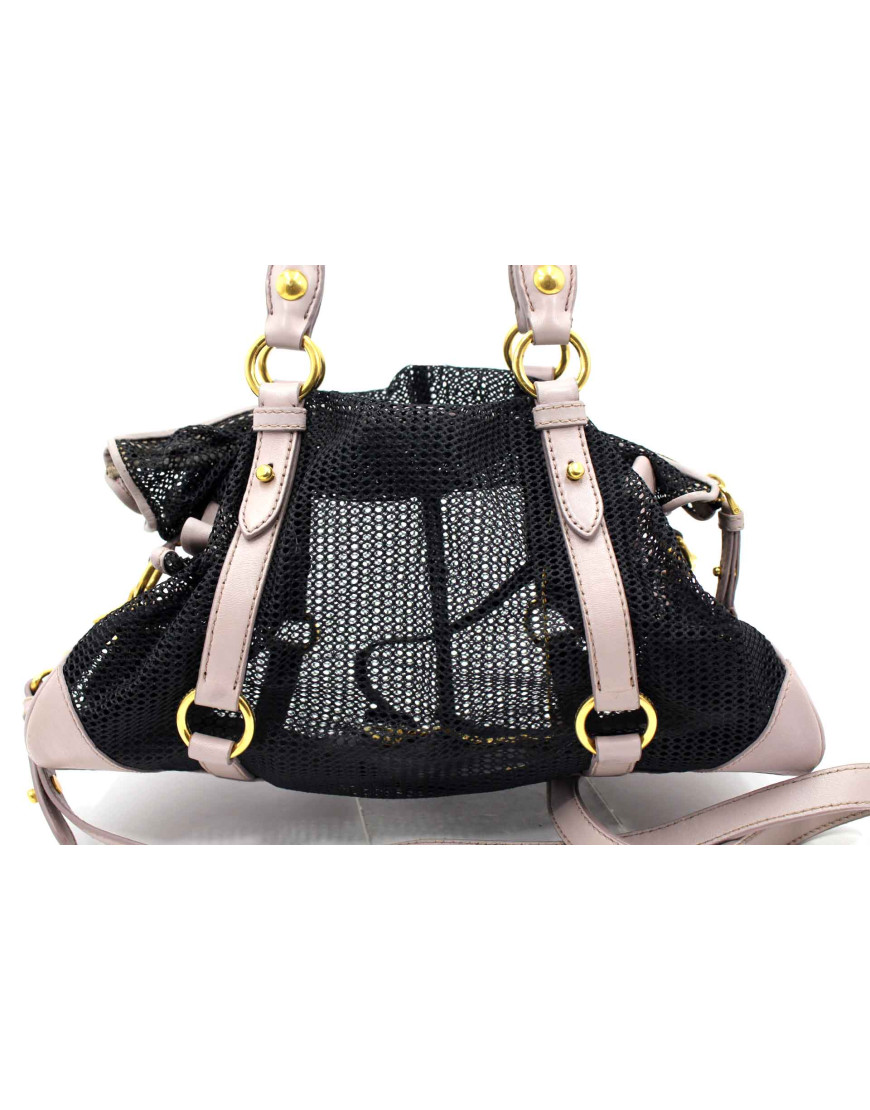 Miu Miu Shopping Toile Perforée Noire