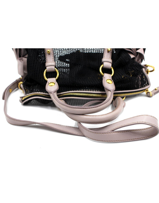 Miu Miu Shopping Tela Perforated Schwarz