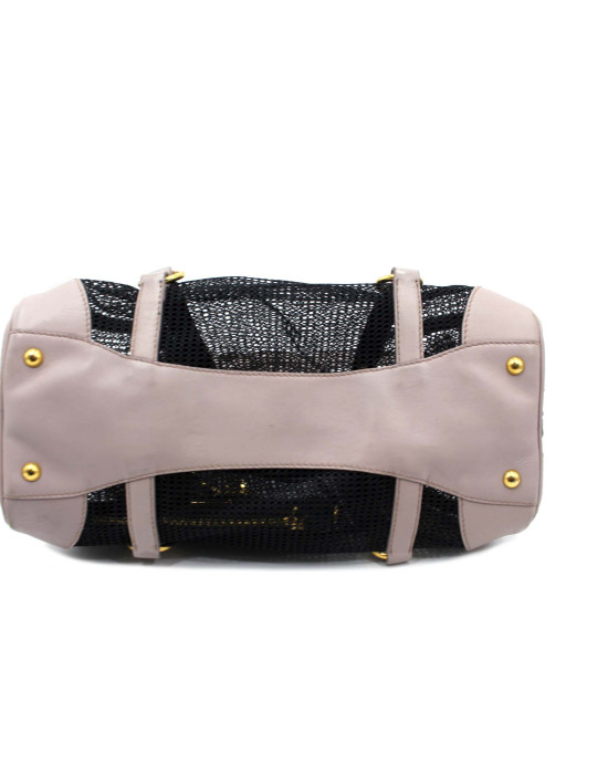 Miu Miu Perforated Canvas Shopping Black