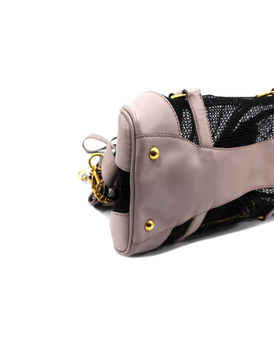 Miu Miu Perforated Canvas Shopping Black