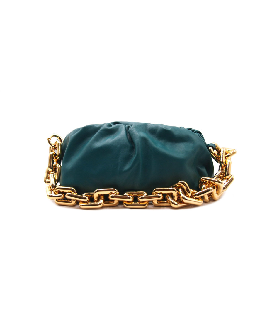 Bottega Veneta Chain Pouch Pelle Petrolio