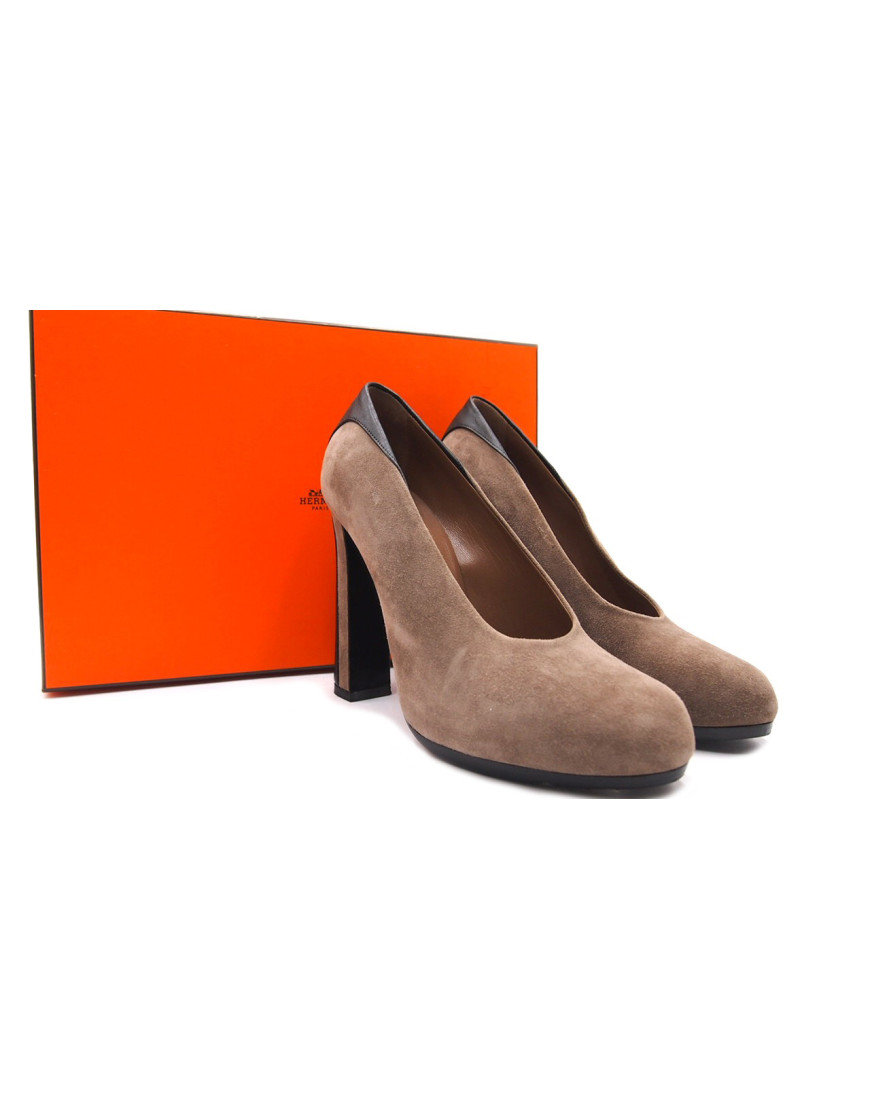 Hermes Decollete Suede Tortora