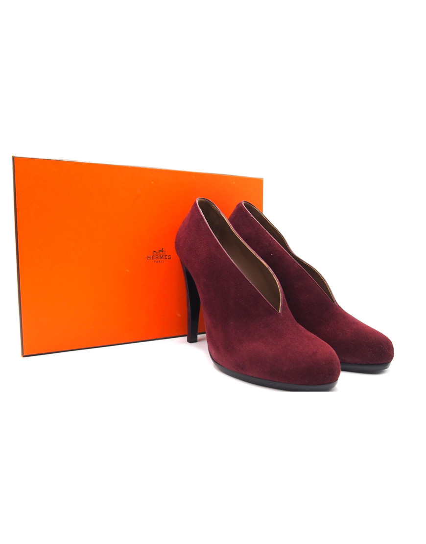 Hermes Decollete Suede Bordeaux