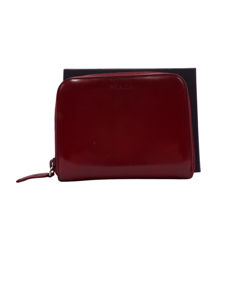 Prada Portafoglio Vernice Burgundy