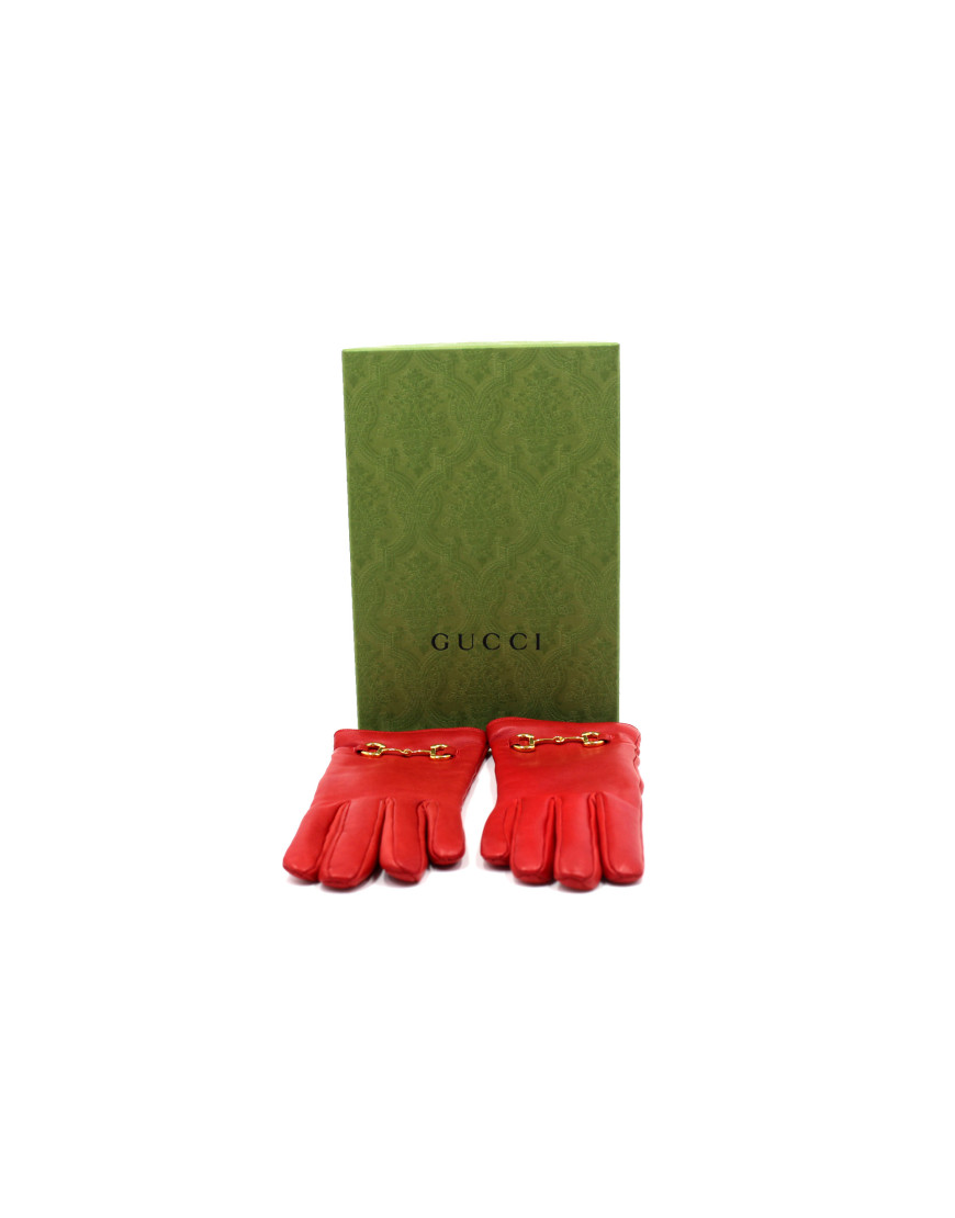 Gucci Guanti Pelle Rossa