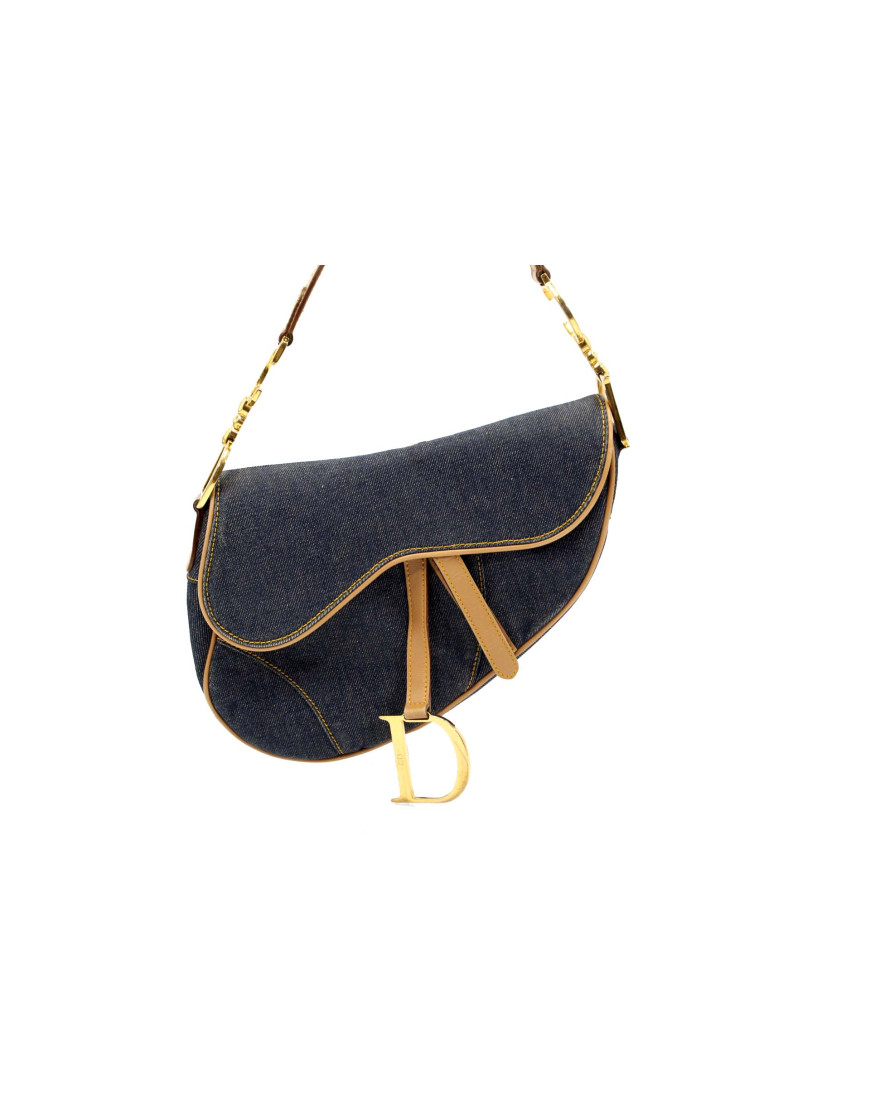 Dior Saddle Tela Denim Blu