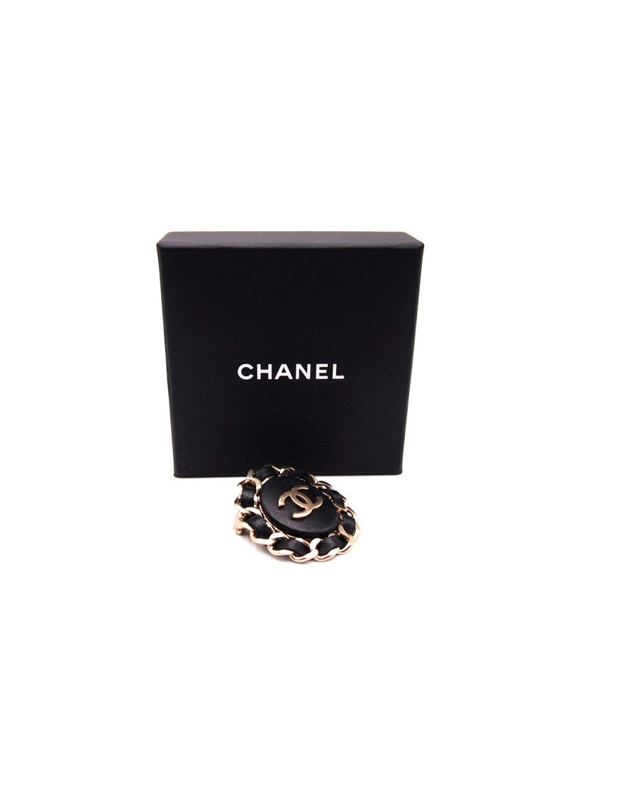 Chanel Spilla Pelle Nera