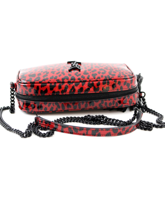 Saint Laurent Tracolla Animalier PVC Rosso e Nero