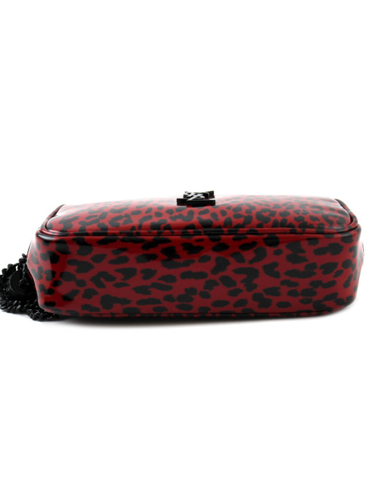 Saint Laurent Tracolla Animalier PVC Rosso e Nero