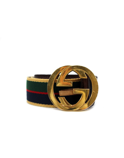 Gucci Cintura Pelle e Tela Web