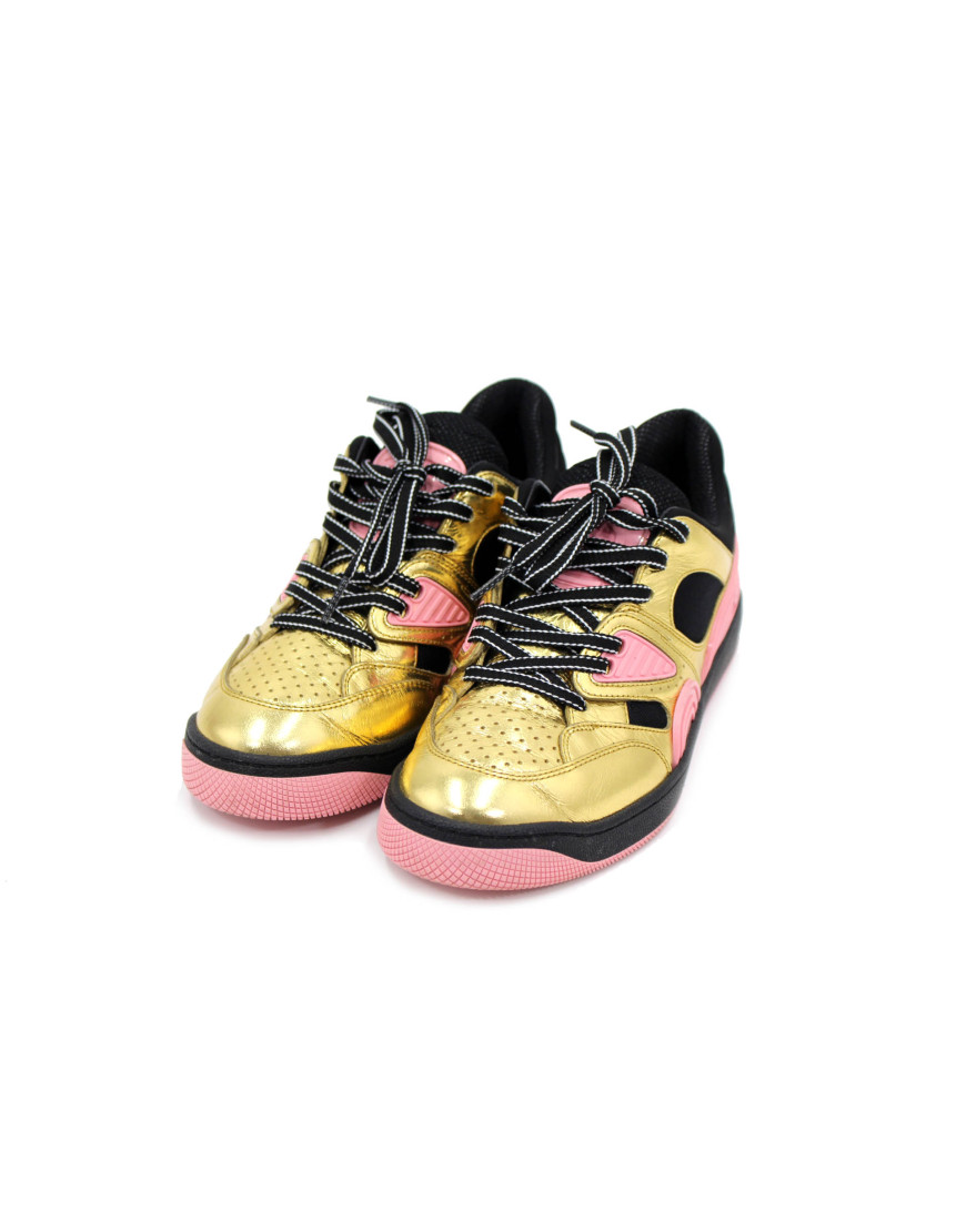 Gucci Sneakers Pelle Oro e Rosa