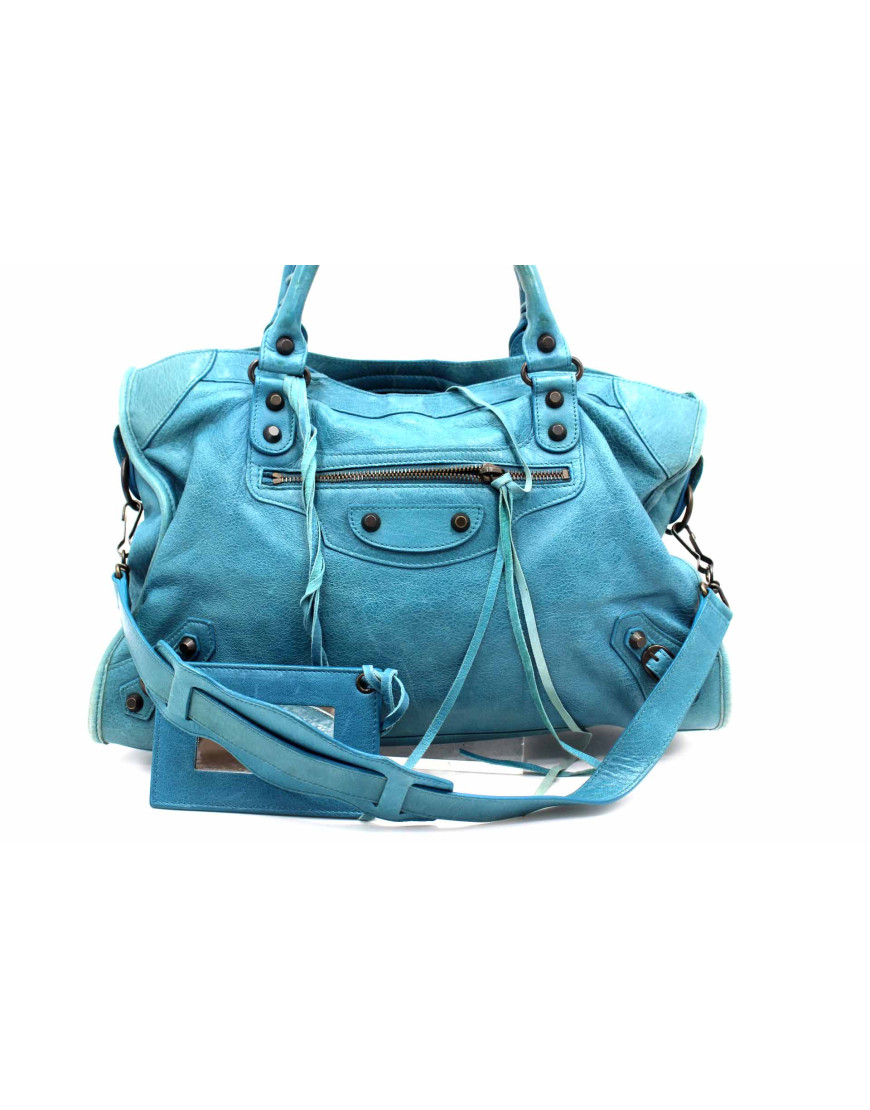 Balenciaga City Pelle Azzurra