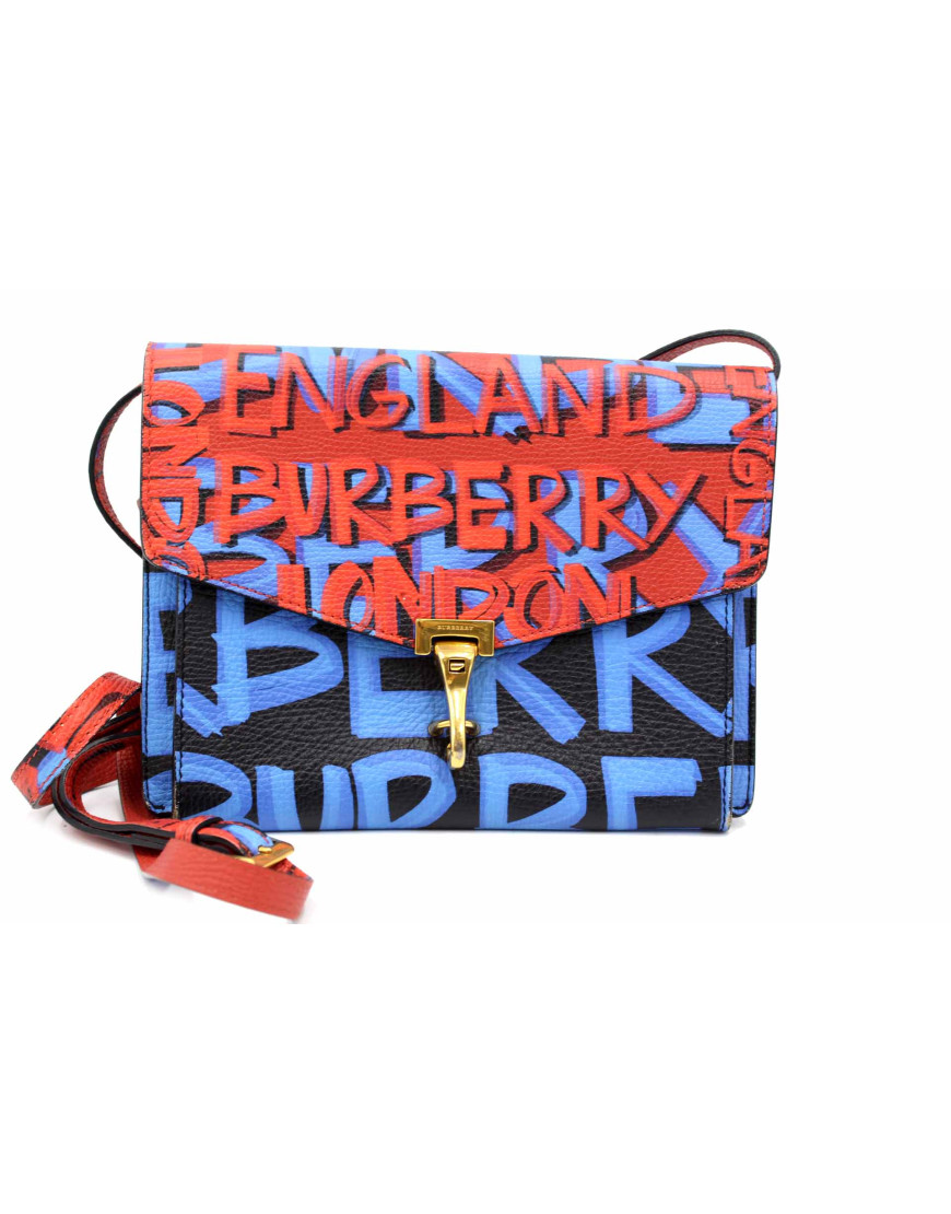 Burberry Graffiti Banner Red and Blue Leather