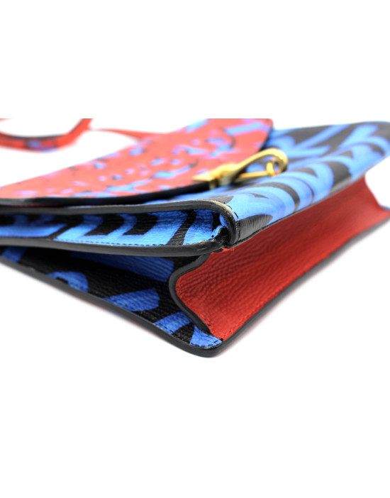 Burberry Graffiti Banner Red and Blue Leather
