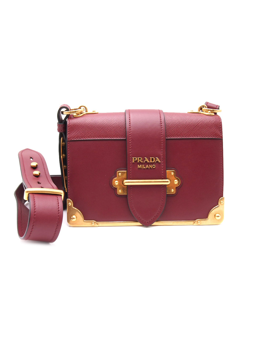 Prada Cahier Pelle Saffiano Bordeaux