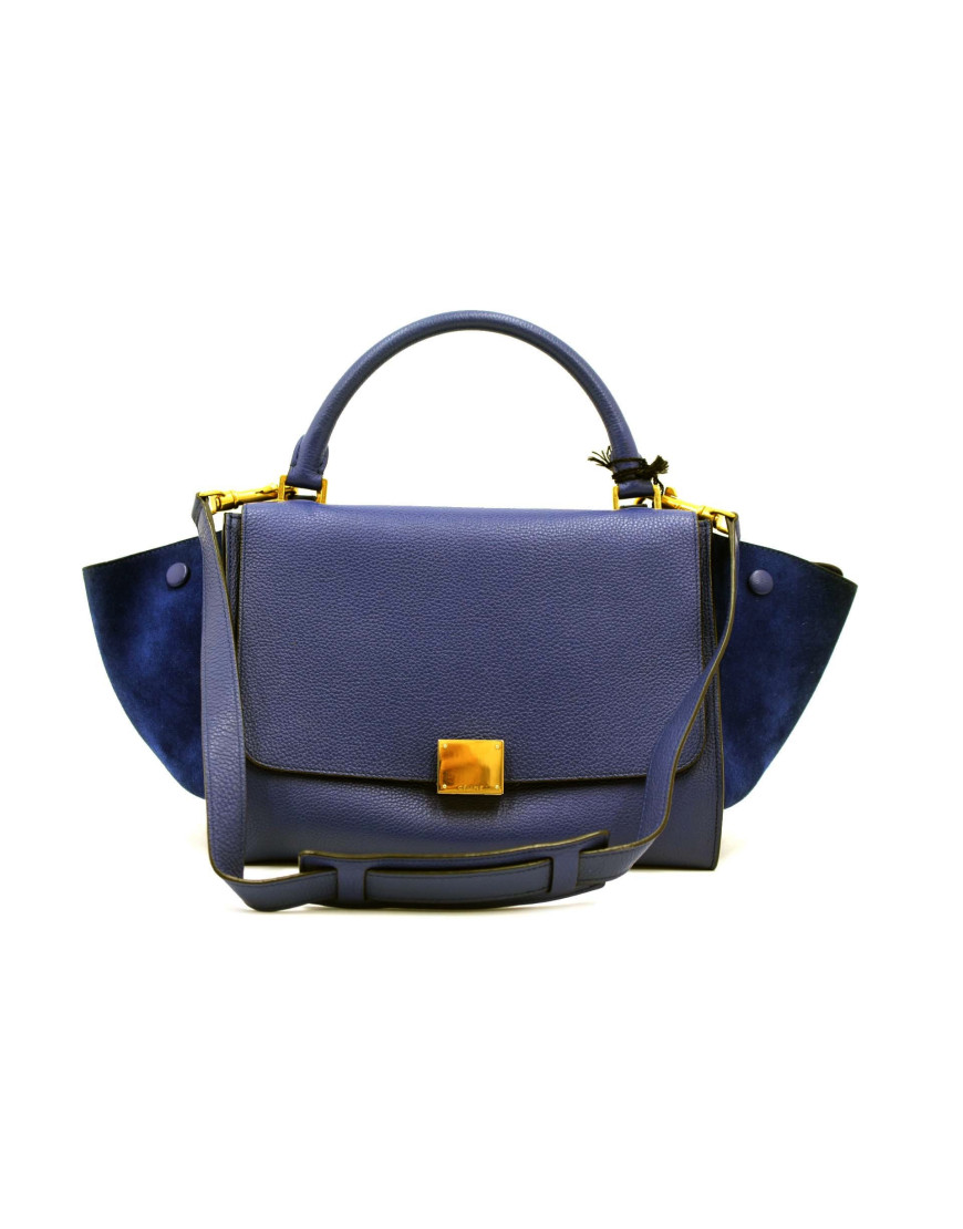 Celine Indigo Trapeze Small Pelle Bluette