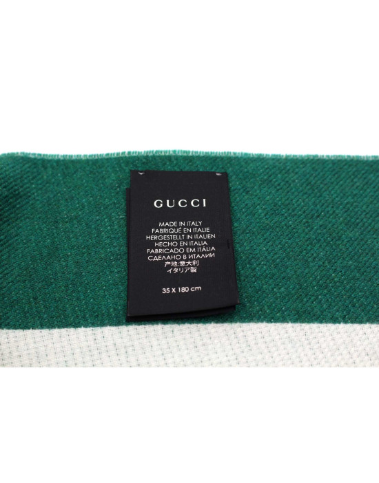 Gucci Sciarpa Lana Verde e Bianca