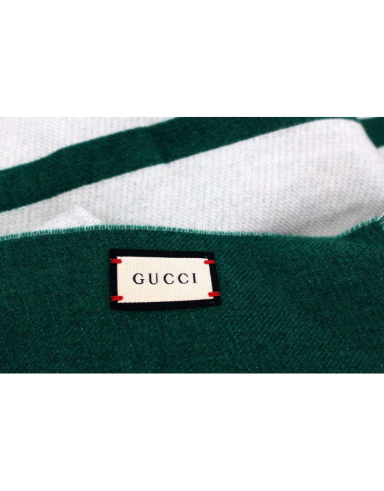 Gucci Sciarpa Lana Verde e Bianca