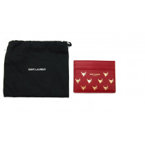 Saint Laurent Portacarte Pelle Rossa