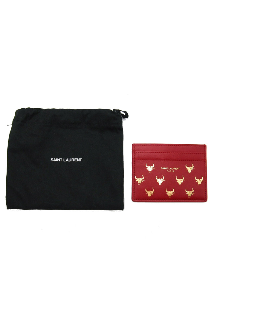 Saint Laurent Portacarte Pelle Rossa