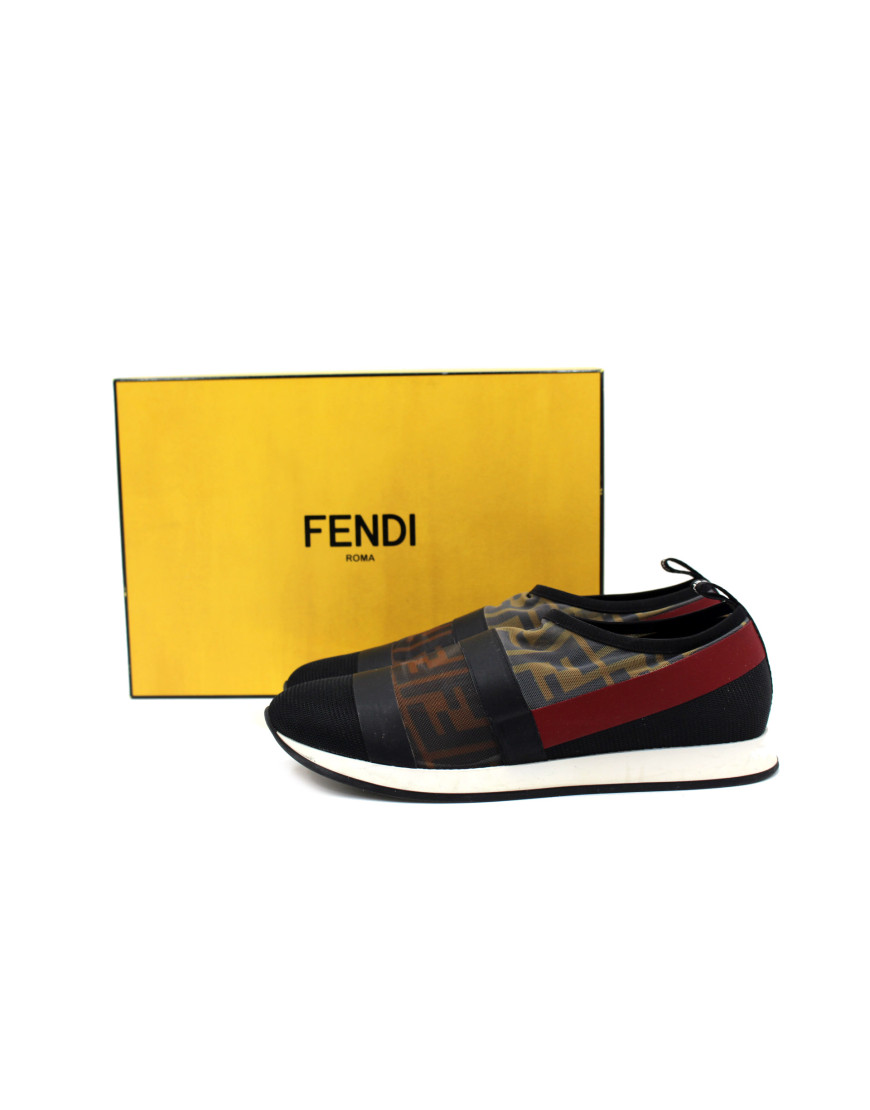 Fendi Sneakers Slipon Tela e Pelle Multicolor