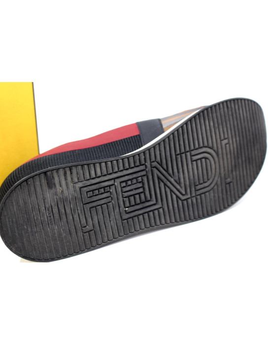 Fendi Sneakers Slipon Tela e Pelle Multicolor
