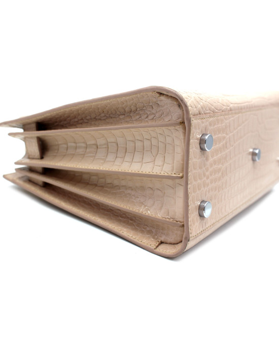 Saint Laurent Sac De Jour Leder Krokodruck Hellrosa