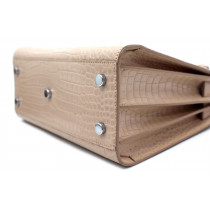 Saint Laurent Sac De Jour Cuir Imprimé Croco Rose Clair