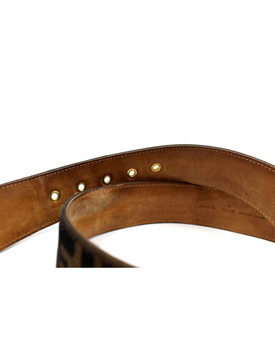 Fendi Cintura Tela e Pelle Marrone