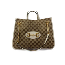 Gucci Tote Bag Horsebit 1955 GG Beige