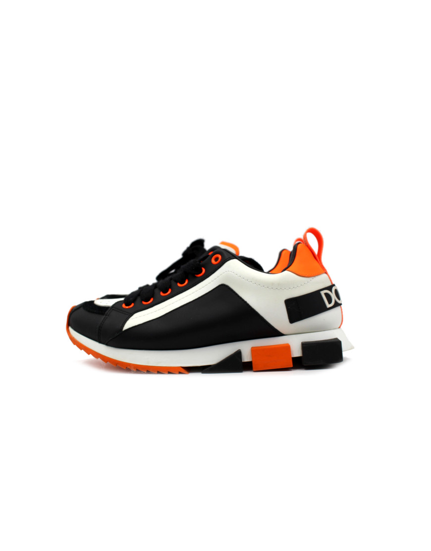 Dolce & Gabbana Sneakers Pelle Nero Arancio