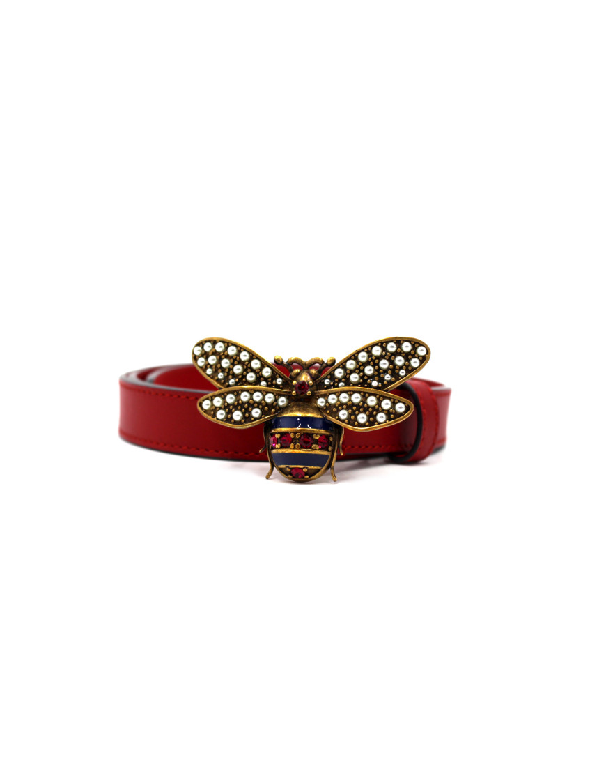 Gucci Cintura Bee Belt Red Pelle Rossa